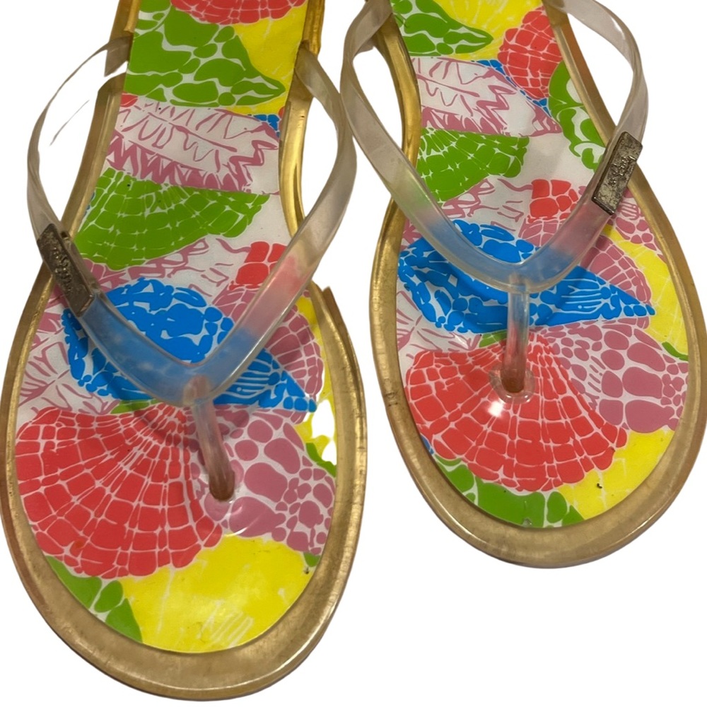 Lilly Pulitzer Sandals Flip Flop Floral Size 10 - Picture 2 of 7